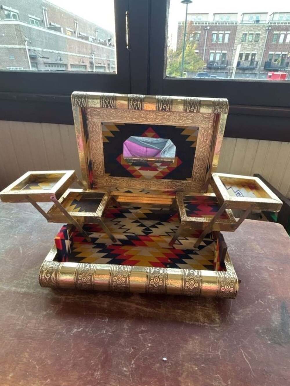 Vintage Brass Hand Crafted Ornate Book Shaped Gold Tone Jewelry Box
